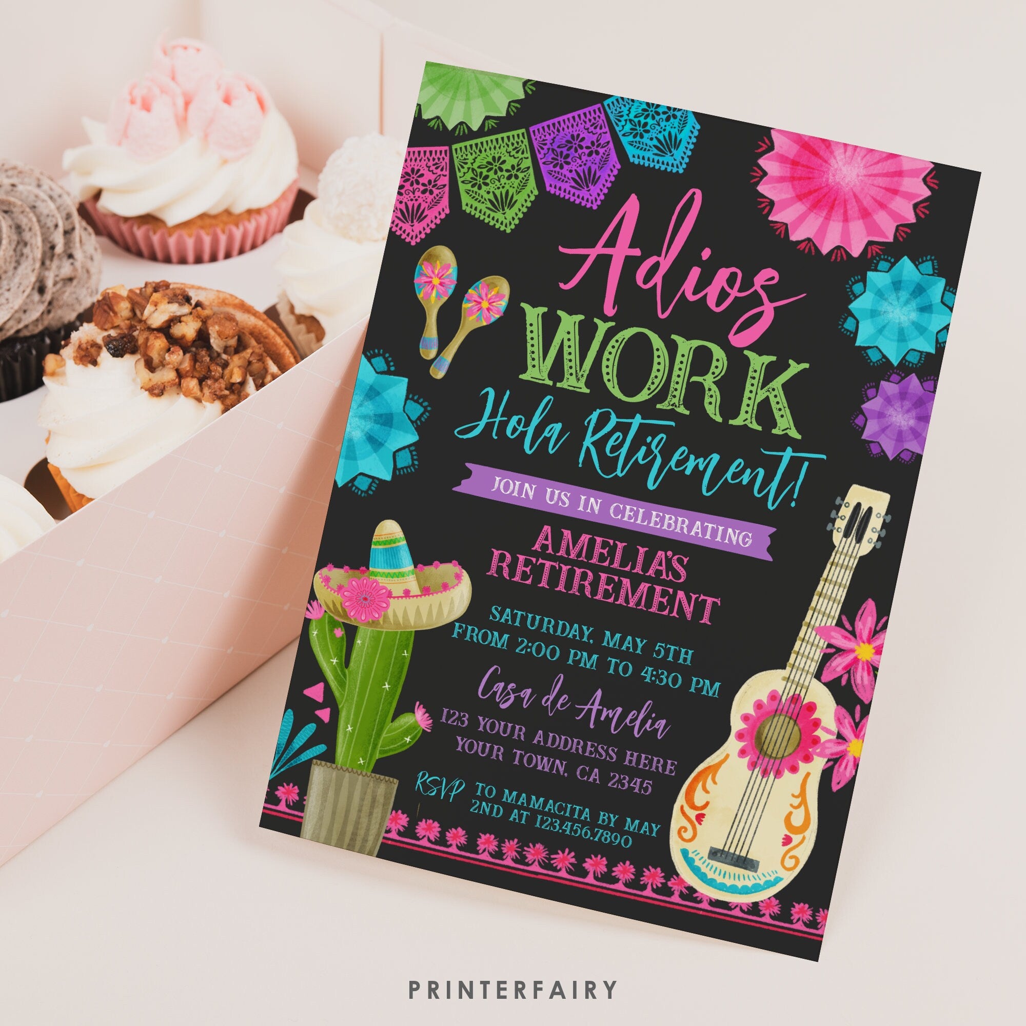 Retirement Fiesta Invitation, Editable Printable, Farewell Party (Digital Item)