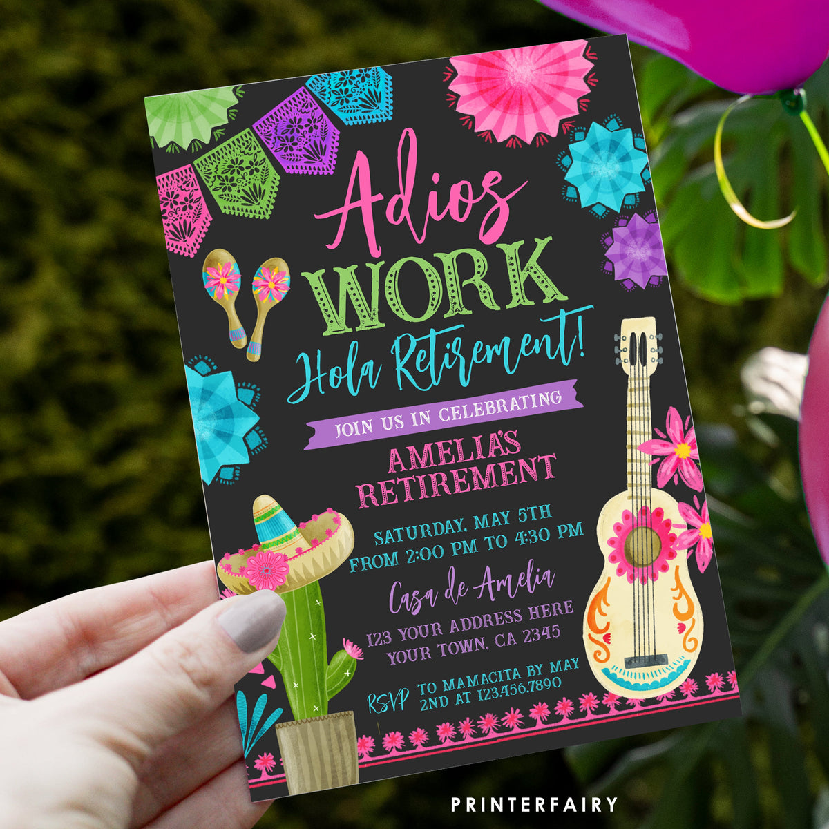 Retirement Fiesta Invitation, Editable Printable, Farewell Party (Digital Item)