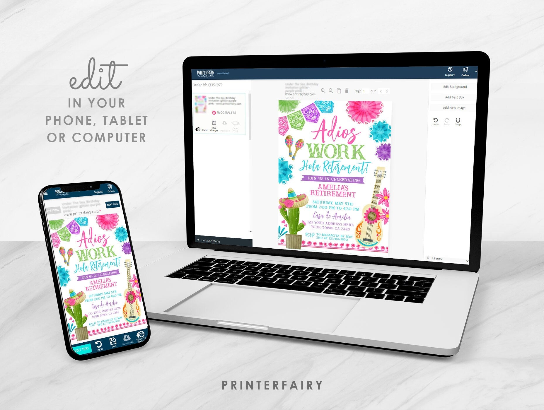 Retirement Fiesta Invitation, Editable Farewell Party Invite (Digital)