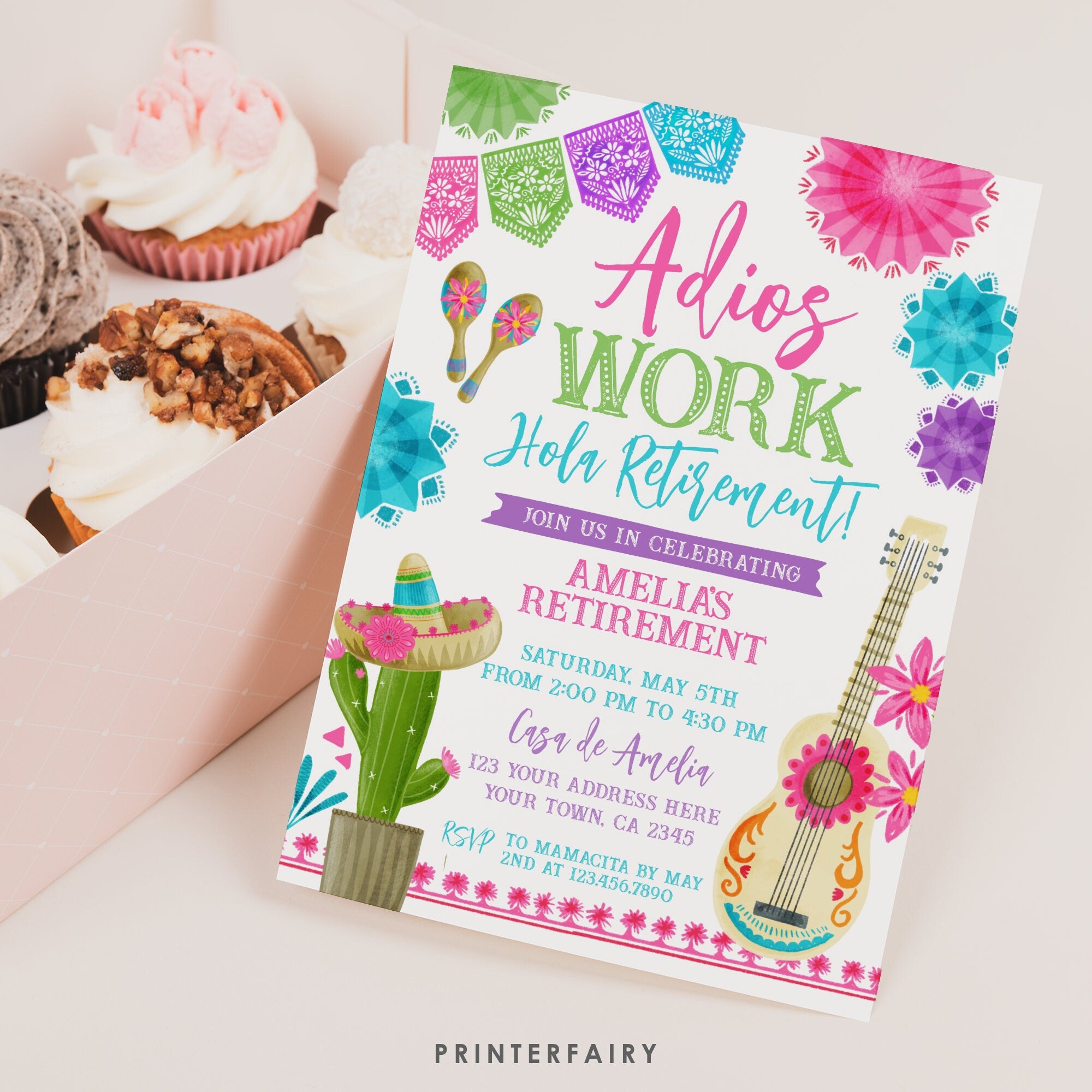 Retirement Fiesta Invitation, Editable Farewell Party Invite (Digital)