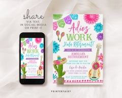 Retirement Fiesta Invitation, Editable Farewell Party Invite (Digital)