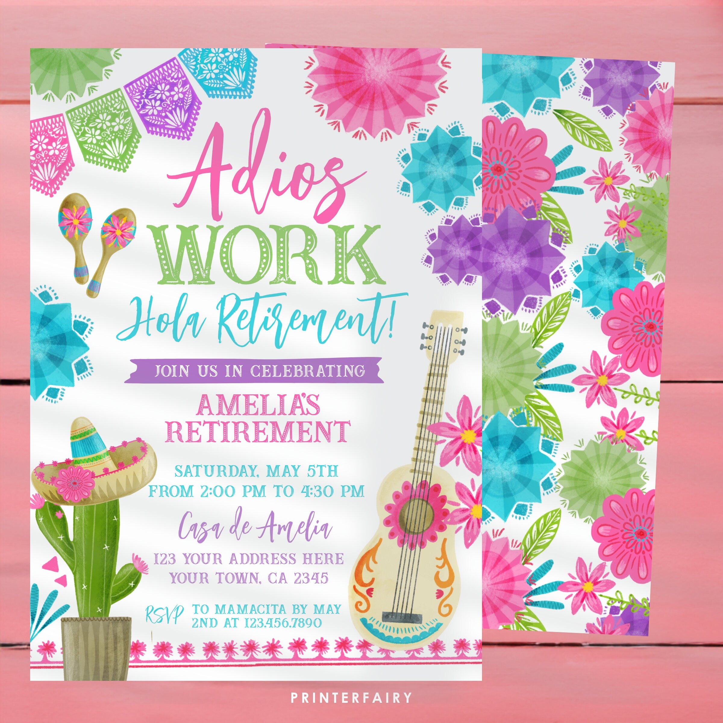 Retirement Fiesta Invitation, Editable Farewell Party Invite (Digital)