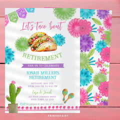 Taco Bout Retirement Invitation, Fiesta Party, Editable (Digital Download)