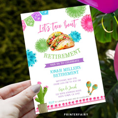 Taco Bout Retirement Invitation, Fiesta Party, Editable (Digital Download)