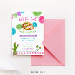 Taco Bout Retirement Invitation, Fiesta Party, Editable (Digital Download)