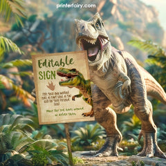 Dinosaur Birthday Sign, Editable T-Rex Party Decor (Instant Download)