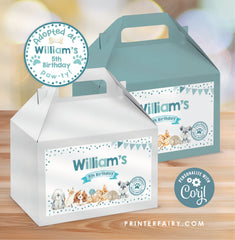 Puppies Kitties Adoption Party Box Labels, Dog Birthday Paw-ty Favor (Digital Download)