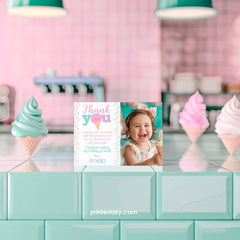 Editable Ice Cream Photo Thank You Cards (Instant Download)