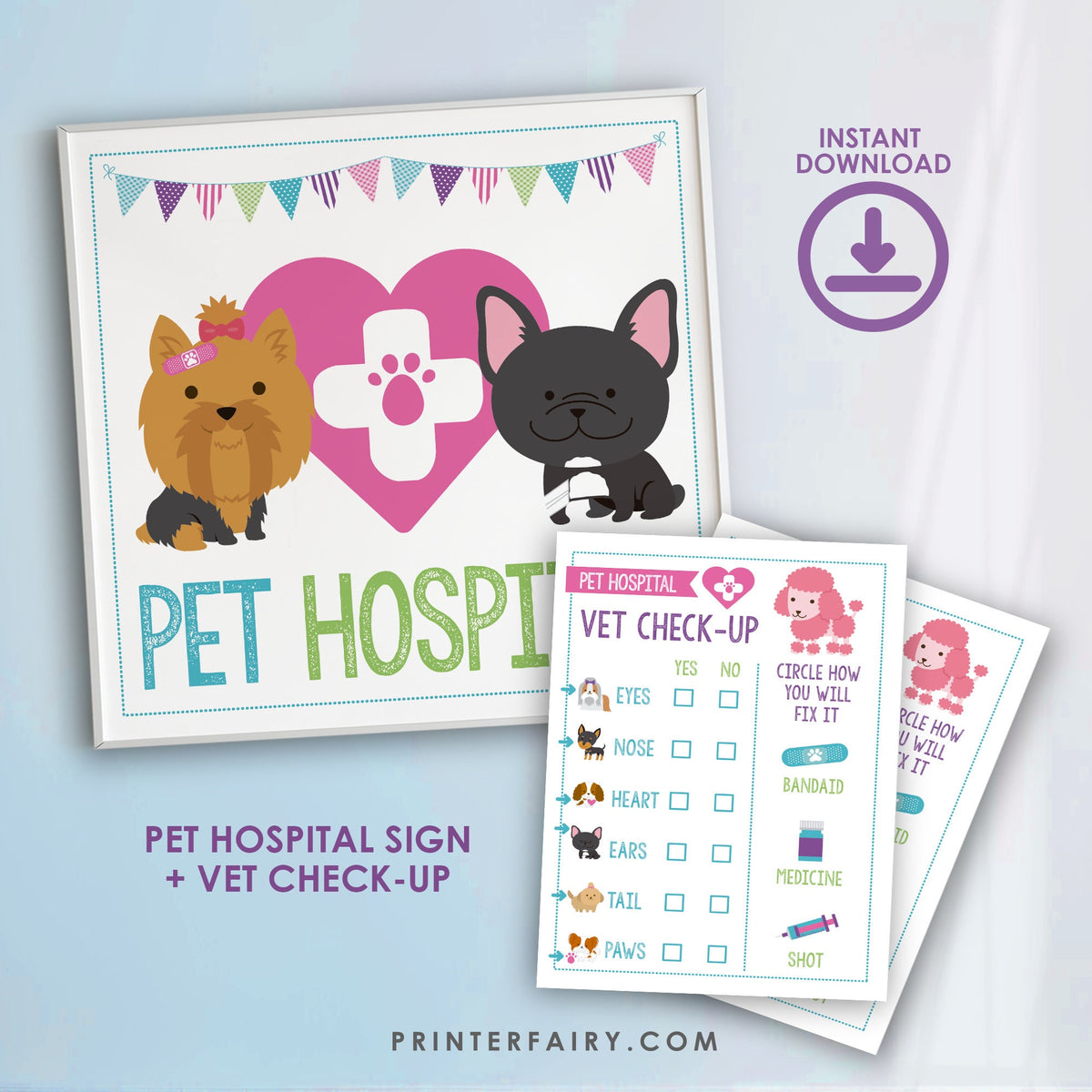 Pet Adoption Party Printables, Pet Hospital Vet Checkup (Digital Download)