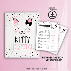 Kitty Adoption Party, Vet Checkup Sign (Instant Download)