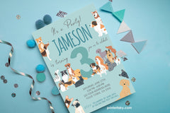 Puppies Birthday Invitation, Pet Pawty Invite (INSTANT DOWNLOAD)