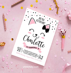 Editable Kitty Cat Birthday Invitation, Pet Party (Digital Invite)