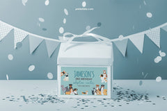 Puppy Adoption Pawty Gable Box Label, Editable Favor Box (Digital Item)