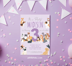 Puppy Birthday Invitation, Pet Adoption Party (Instant Download)