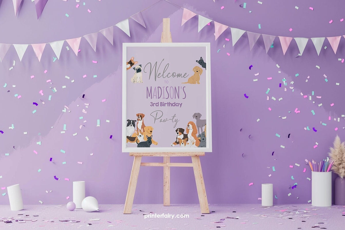 Puppy Adoption Birthday Welcome Sign, Dog Pawty Decor (Digital)