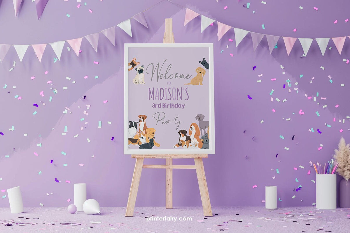 Puppy Adoption Birthday Welcome Sign, Dog Pawty Decor (Digital)