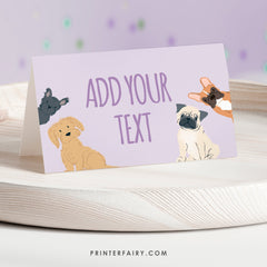 Puppy Pawty Food Tents, Editable Dog Birthday Labels (Digital Download)