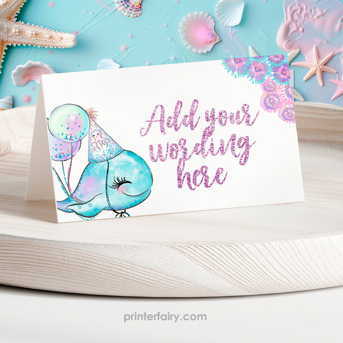 Under The Sea Birthday Party Food Tents, Editable Labels (Digital Download)