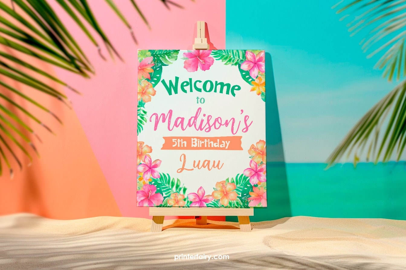 Luau Welcome Sign Editable Template, Customize for any Event, INSTANT DOWNLOAD