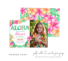 Luau Birthday Invitation, Editable Tropical Party Invite (Digital Item)