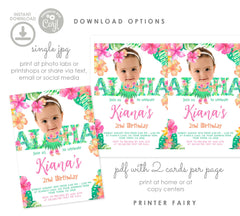 Editable Luau Birthday Invitation, Hawaiian Photo Template (Digital)