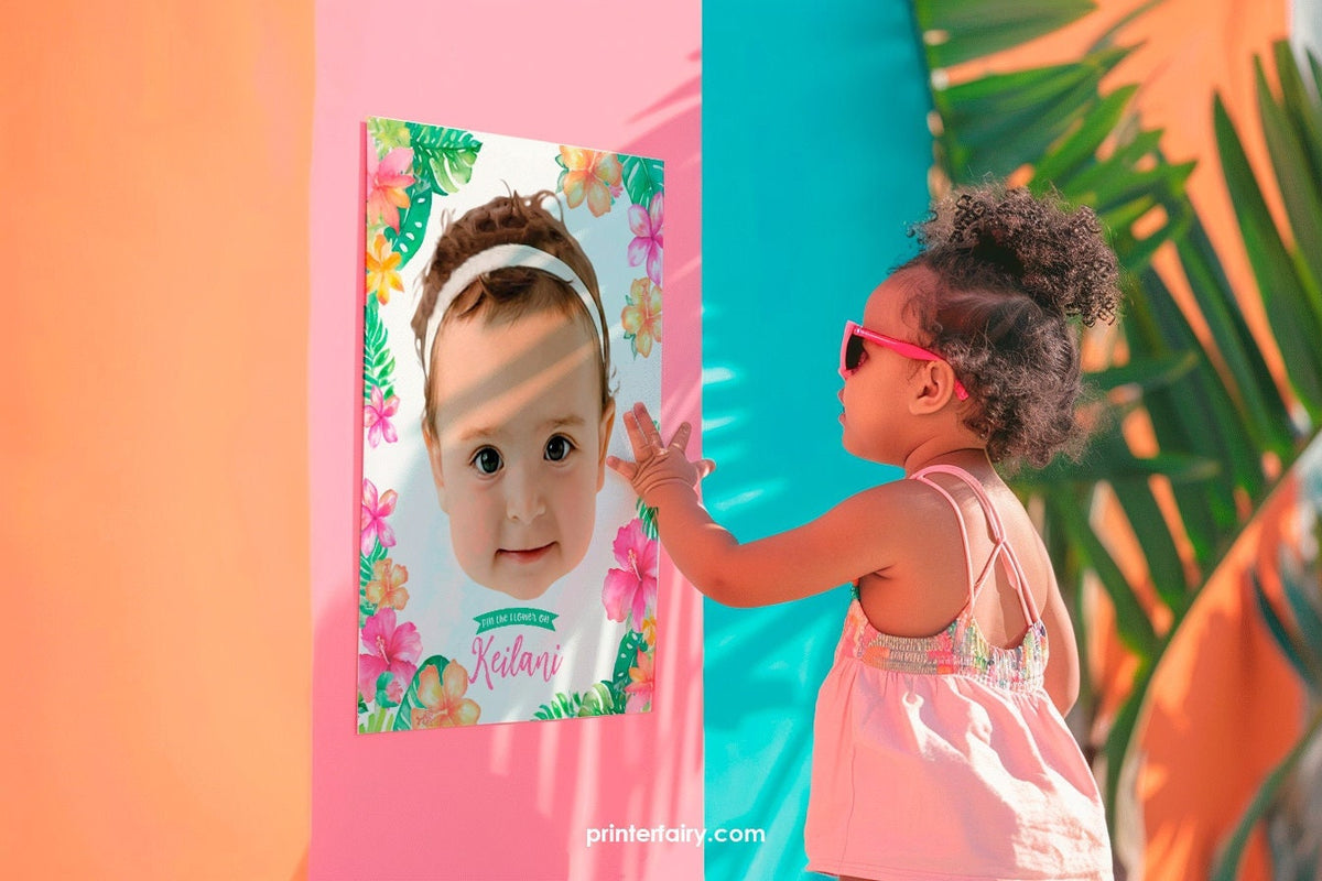 Personalized Pin the Flower Luau Game, Tropical Birthday (Digital Game)