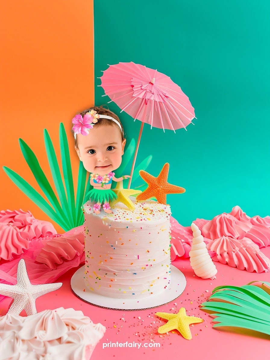 Luau Personalized Cupcake Toppers, Hawaiian Party Birthday Decorations, Printable Toppers Any Size, Custom Cake Toppers, Digital Design