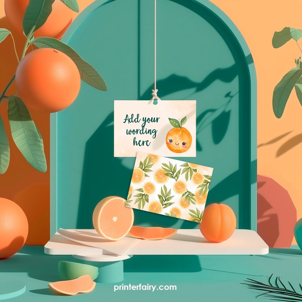 Sweet Orange Birthday Food Tents, Editable Party Decorations (Digital Download)
