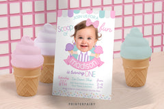 Ice Cream Birthday Invitation with Photo, Sprinkles Party (Digital)