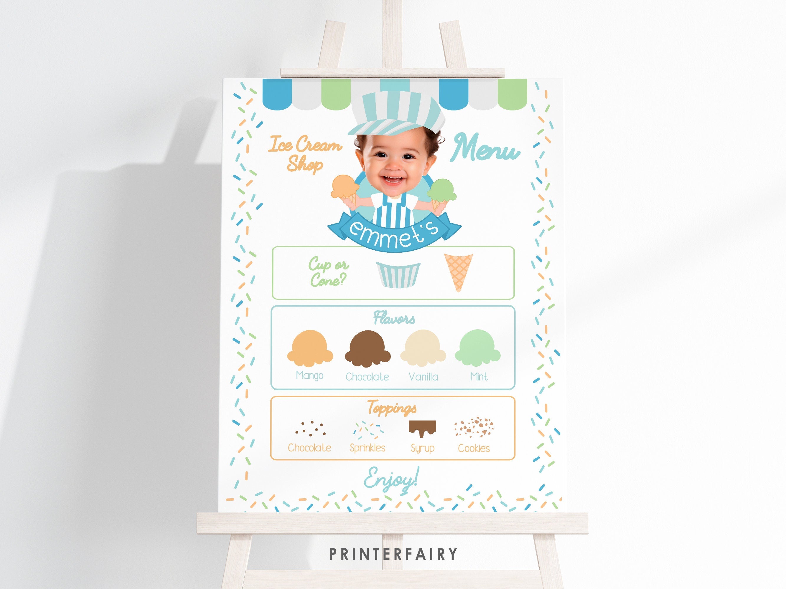 Editable Ice Cream Party Menu, Ice Truck Design (Digital Download)