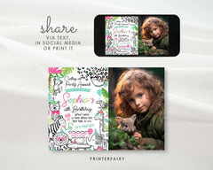 Safari Birthday Invitation, Jungle Animals, Photo, Editable (Digital Download)