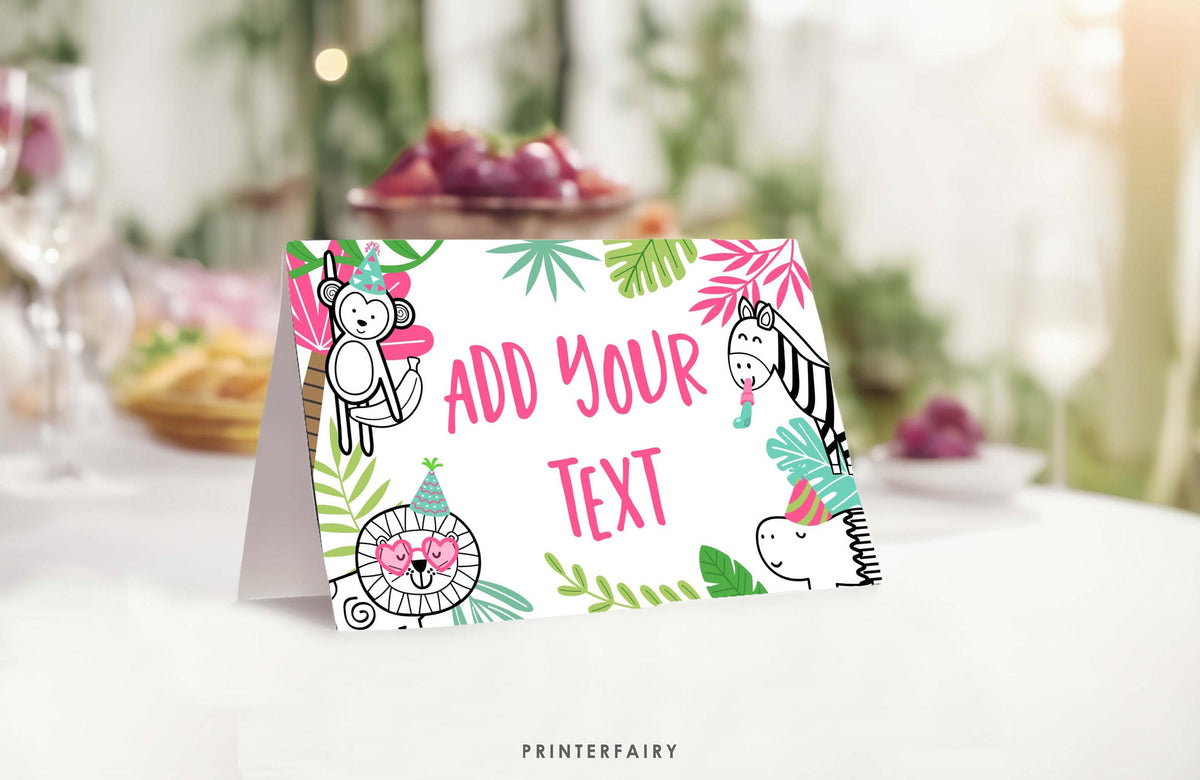 Jungle Animals Food Tents, Safari Party Table Signs (Editable Digital Item)