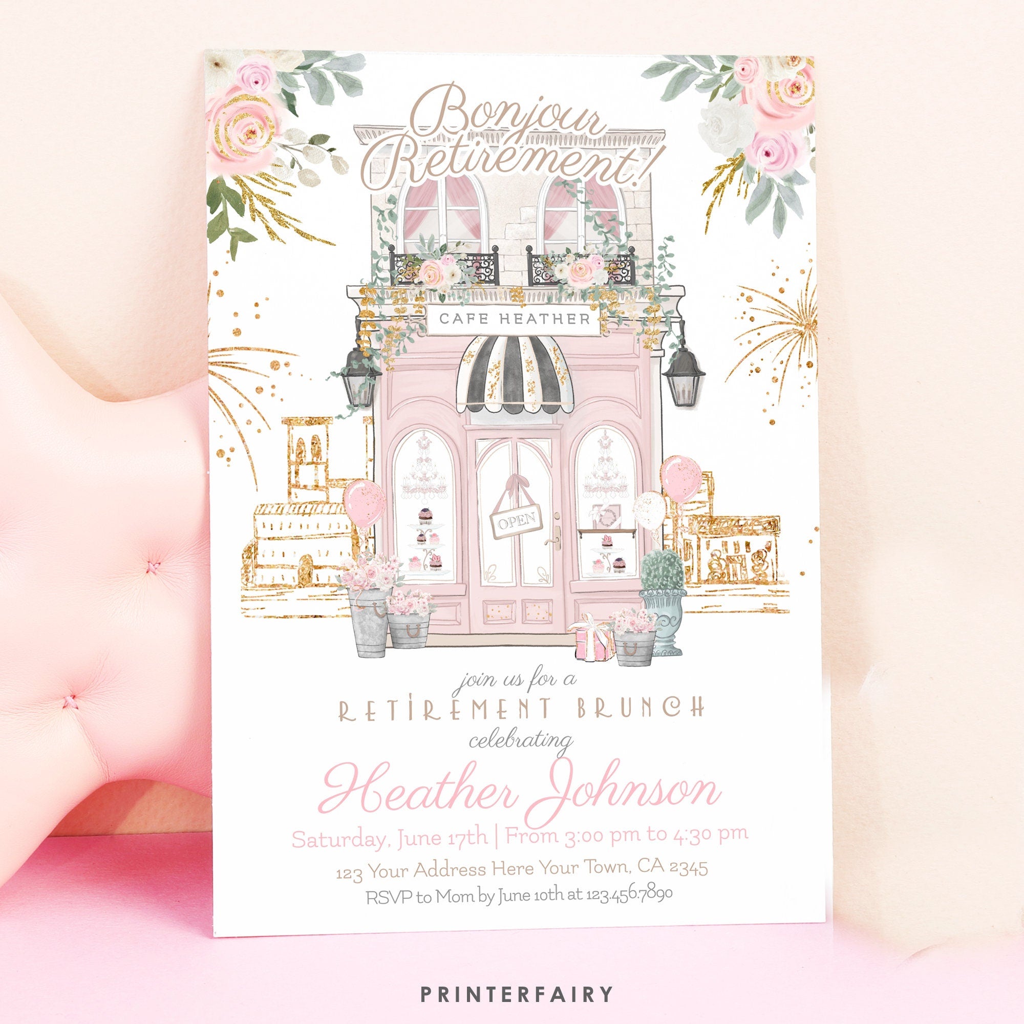Paris Retirement Party Invitation, Editable Printable Farewell Tea (Digital Download)