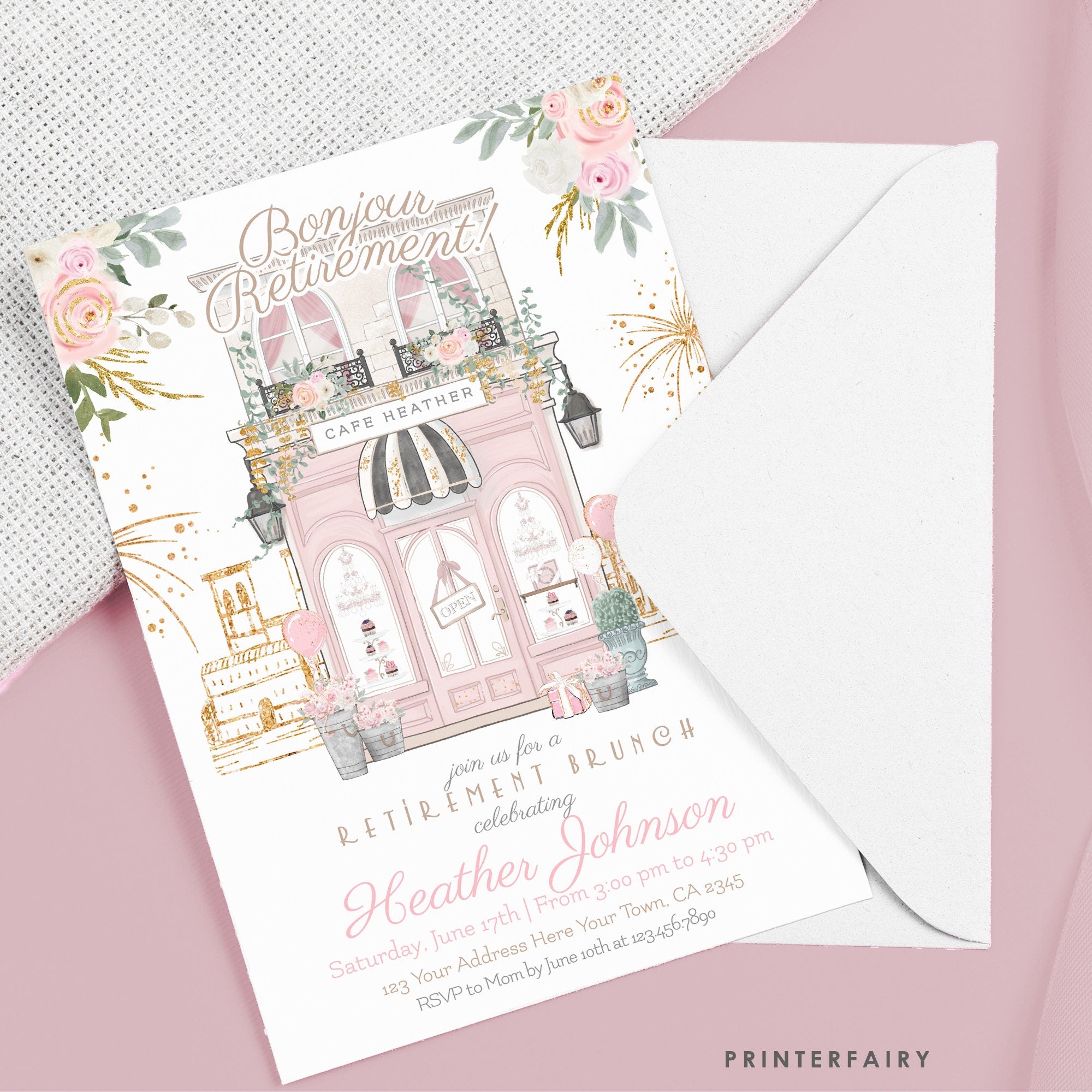 Paris Retirement Party Invitation, Editable Printable Farewell Tea (Digital Download)