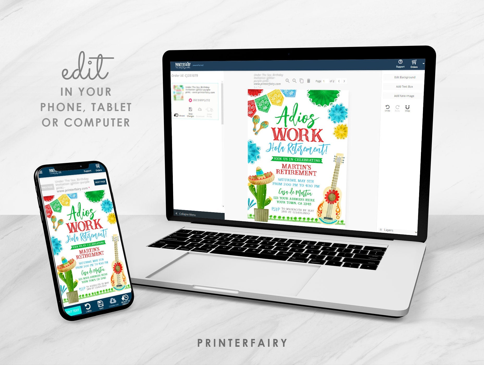 Retirement Fiesta Invitation, Editable Printable (Digital Download)