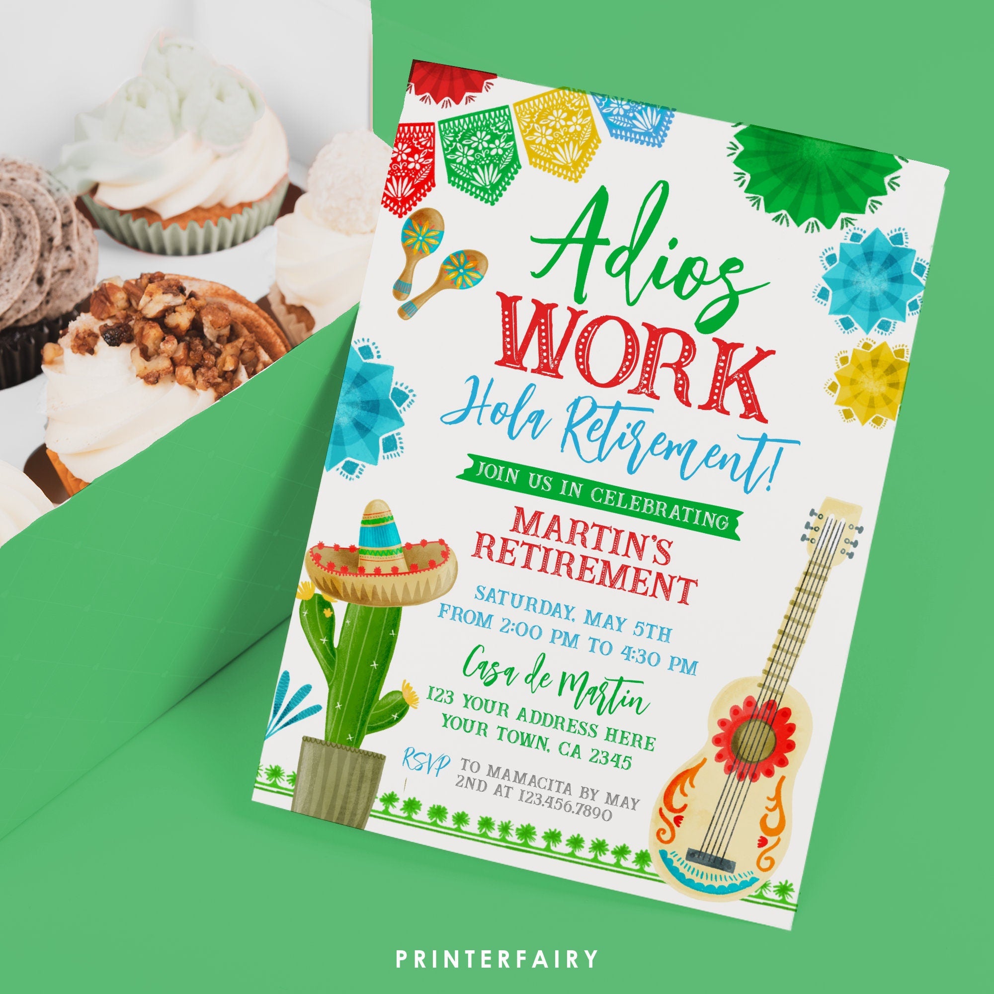 Retirement Fiesta Invitation, Editable Printable (Digital Download)