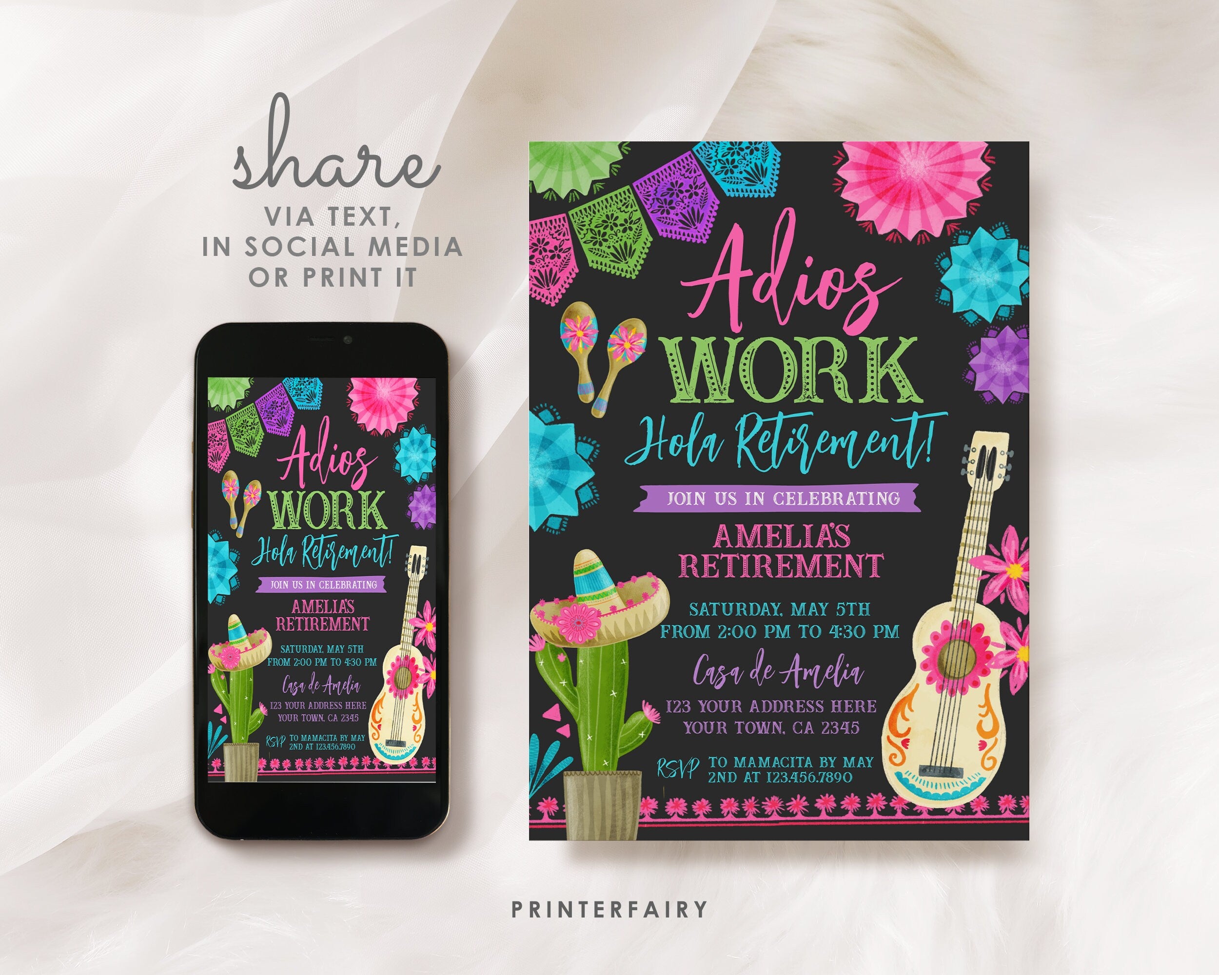 Retirement Fiesta Invitation, Editable Printable, Farewell Party (Digital Item)