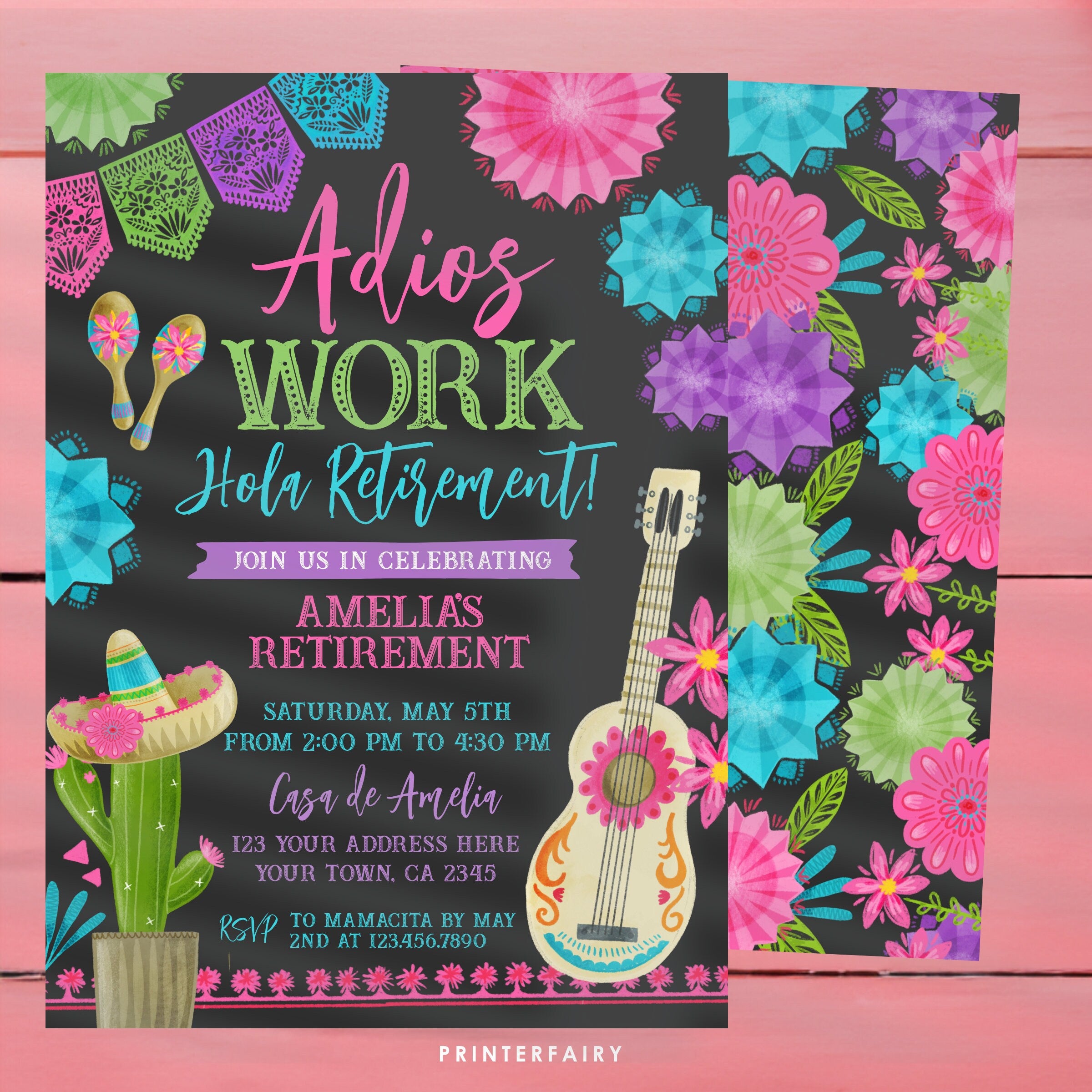 Retirement Fiesta Invitation, Editable Printable, Farewell Party (Digital Item)