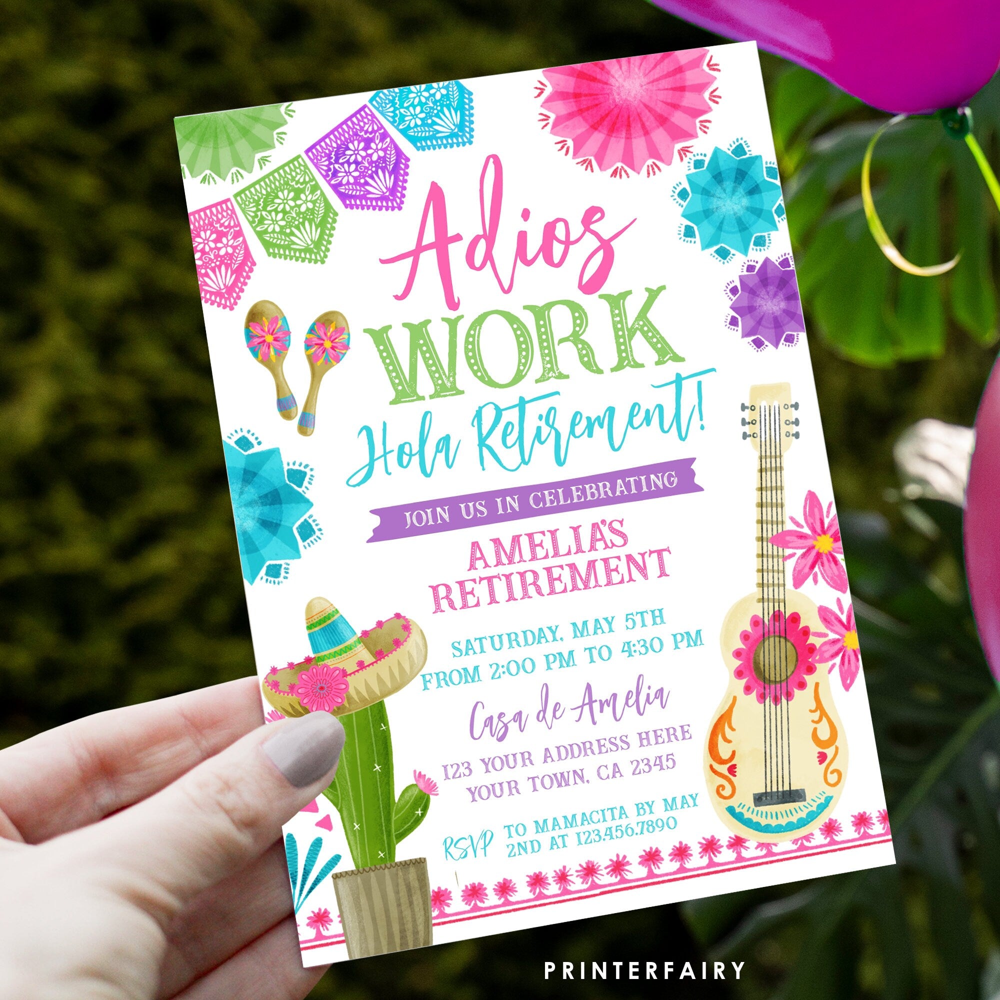 Retirement Fiesta Invitation, Editable Farewell Party Invite (Digital)