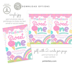Editable Candyland First Birthday Invitation, Sweet One, Sprinkles (INSTANT DOWNLOAD)