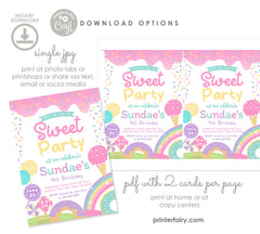 Candyland Birthday Invitation, Ice Cream, Donut, Popsicle (Editable Digital)