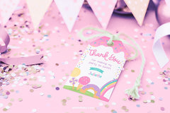 Candyland Thank You Tags Template, Rainbow Birthday Party (Digital Download)