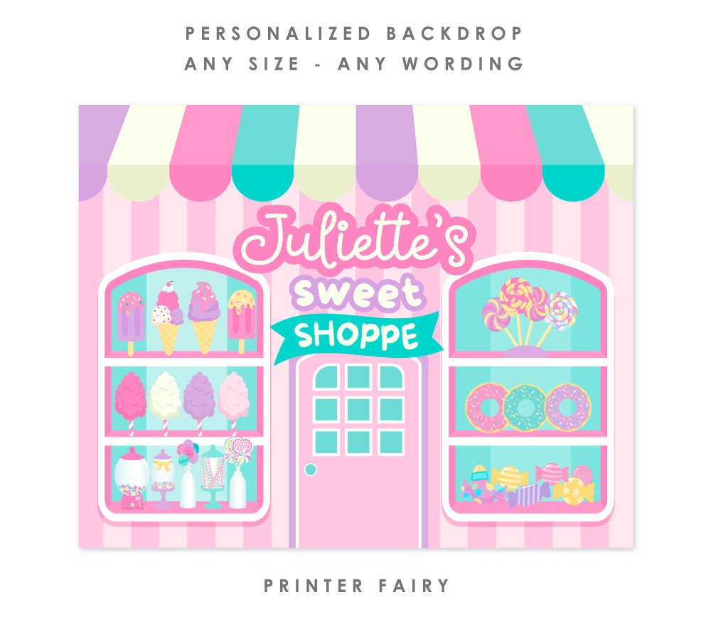 Personalized Candyland Backdrop, Ice Cream, Rainbow Party Decorations (Digital Design)