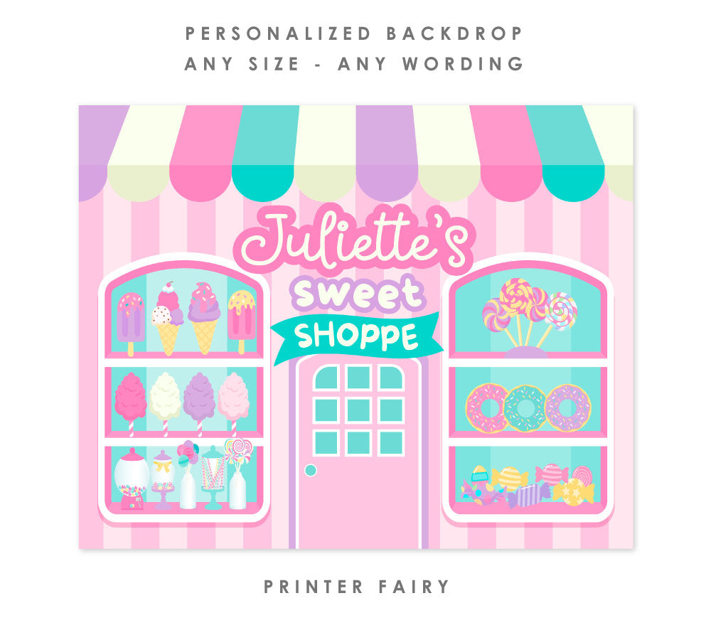 Personalized Candyland Backdrop, Ice Cream, Rainbow Party Decorations (Digital Design)
