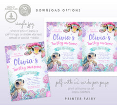 Sea Turtle Birthday Invitation, Under the Sea Party, Editable Template (Instant Download)