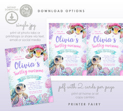 Sea Turtle Birthday Invitation, Under the Sea Party, Editable Template (Instant Download)
