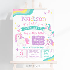 Unicorn Back to School Sign, First Day, ANY GRADE (Editable, Instant Download)