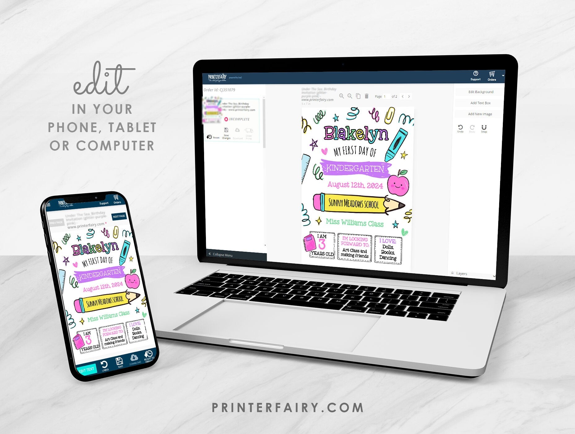 Editable First Day of School Sign, Any Grade (Digital Download)