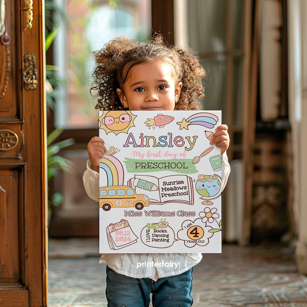 First Day of School Sign, Last Day Board, Editable Template (Instant Download)