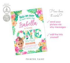Luau Birthday Invitation, Tropical Hawaiian Party (Editable, Digital)